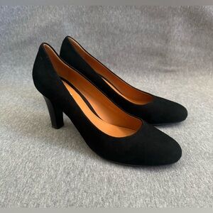 GEOX Respira Marian classic black suede‎ leather round toe pump heels women’s 8